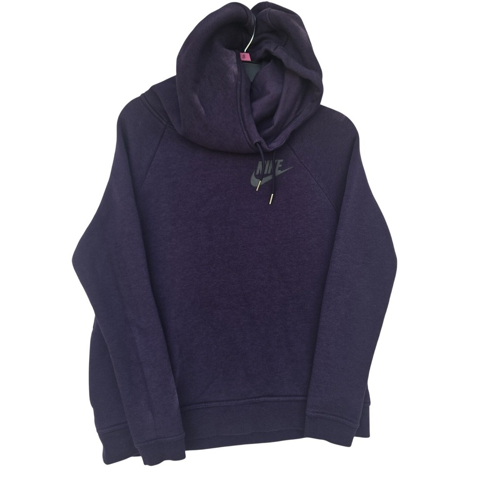 Nike 2000s Y2K Purple Pullover Cowlneck Hoodie Front Pocket Womens Size Small